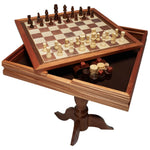 SucceBuy 18 pouces 3-en-1 dames d'échecs ensemble de Table de Backgammon Table d'échecs en bois