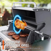 Charger l'image dans la visionneuse de galerie, Amocart Universal Grill Rotisserie Kit for Grills, Electric BBQ Grill with 9W Motor Stainless Steel Automatic Grilling Kit
