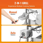 SucceBuy Rotisserie Grill with Hooded Cover BBQ Whole Pig Lamb Goat Charcoal Spit Grill Electric Motor Stainless Steel Roaster