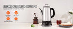 Amocart 12-Cup Electric Percolator Coffee Pot 304 Stainless Steel Coffee Percolator with Keep Warm Function