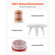 Load image into Gallery viewer, 6L 12L Fruit Wine Press Solid Wood Basket with 8 Blocks Heavy Duty Manual Juice Maker Cider Apple Grape Making Press
