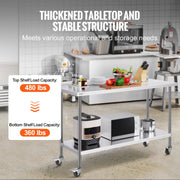 Bild in Galerie-Viewer laden, Amocart Stainless Steel Work Table Commercial Food Prep Worktable with Casters Heavy Duty Prep Worktable for Restaurant Home
