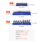 Amocart 6pcs/8pcs Blue+Red Magnetic Socket Organizer Set 3/8'' 1/2'' Metric SAE Socket Trays with Clear Labels for Tool Box