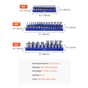Charger l'image dans la visionneuse de galerie, Amocart 6pcs/8pcs Blue+Red Magnetic Socket Organizer Set 3/8'' 1/2'' Metric SAE Socket Trays with Clear Labels for Tool Box
