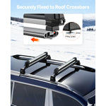 SucceBuy Ski & Snowboard Roof Rack Carry up to 6 Pairs of Skis or 4 Snowboards 2 PCS Aluminum Universal Car Roof Rack Top Holder