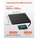 Amocart 440lbs/200kg Digital Postal Scale 0.35oz/3.5oz Dual Accuracy Weight Scale with Hold/Tare Function for Packages Postage