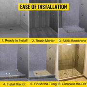 Bild in Galerie-Viewer laden, SucceBuy Waterproofing Shower Kit 38''x60'' Shower Kit Tray With Offset Drain PVC Or ABS 4" Stainless Steel Grate 2 Cuttable
