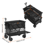 SucceBuy Collapsible Folding Wagon Beach Wagon Cart with All-Terrain Wheels Drink Holders Sports Wagon for Camping Shopping