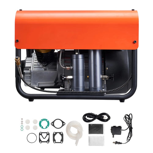 SucceBuy PCP Air Compressor 4500PSI/30Mpa Diving Scuba Tank Double-Cylinder Auto Stop with External Water & Fan Cooling System