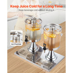 SucceBuy Beverage Dispenser 2.1 Gallon x2 Drink Dispenser, Stainless Steel + Plastic with Spigot Chamber Tray for Restaurants