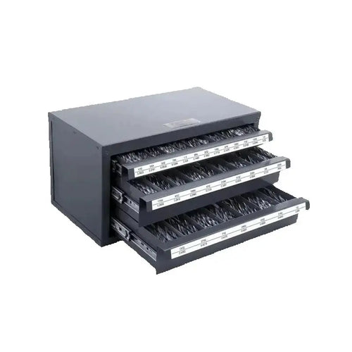 SucceBuy Steel Drill Dispenser Organizer Cabinet Storage Drill Bit Dispenser Cabinet Three-Drawer Drill Bit Organizer Cabinet