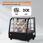 Amocart Refrigerated Display Case Countertop Pastry Display Case Lighting TURBO Cooling FrostFree AirCooling Rear Sliding Door