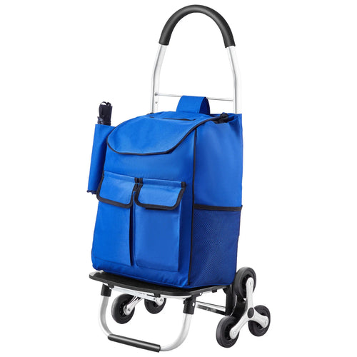 Amocart 36L Folding Shopping Cart Stair Climbing Handcart with Wheels & Oxford Cloth Bag Hand Truck for Grocery Laundry Storage