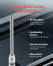 Charger l'image dans la visionneuse de galerie, Amocart Extra Long Allen Hex Bit Socket Set 18-Piece 3/8 inch Drive S2 Alloy Steel and Cr-V Steel Standard SAE and Metric
