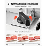 Amocart 200W Meat Slicer 7.5" Electric Deli Slicer with 2 SUS420 Blades & 0-0.6" Adjustable Thickness for Frozen Meat Ham Steak