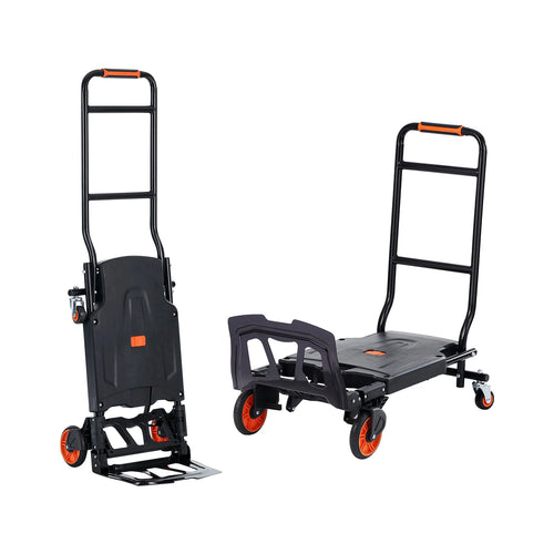 Amocart 300 lbs Folding Hand Truck Aluminum Lightweight Platform Cart Portable Telescopic Utility Dolly for Moving Shopping