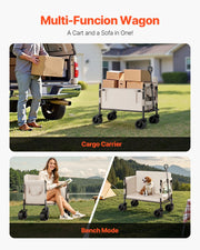 Bild in Galerie-Viewer laden, Amocart Collapsible Folding Wagon 550lb Load,220L Wagon Cart Converts to Bench Utility Wagon with Adjustable Handle for Camping
