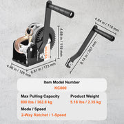 Load image into Gallery viewer, Hand Winch Heavy Duty Rope Crank with 33 ft Steel Wire Cable and Two-Way Ratchet for Trailer Boat or ATV Towing
