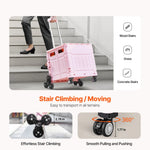 SucceBuy 150lbs Stair Climbing Cart 65L Foldable Utility Hand Cart with Wheels Collapsible Crate RollingCart for Shopping Office