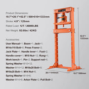 Charger l'image dans la visionneuse de galerie, Amocart 6/12T Hydraulic H-Frame Garage Floor Adjustable Shop Press with Plates 6T/12T Orange for Garages or Professional Shop
