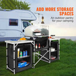 Amocart Camping Outdoor Kitchen Table Cabinet Foldable Folding Cooking Storage Rack Aluminum Alloy Bracket for BBQ Picnic