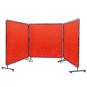Load image into Gallery viewer, Amocart Welding Screen with Frame 6' x 8' Flame-Resistant Vinyl 3 Panel Welding Curtain Screens 12 Swivel Wheels for Workshop
