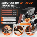SucceBuy Belt Grinder Sander Variable Speed Belt Polisher with VFD 1500W Knife Sharpener Grinding Moulds & 3PCS Sanding Belts