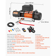 Charger l'image dans la visionneuse de galerie, SucceBuy 12000 lbs Wireless Electric Winch 12V DC Wired Truck Car Winch with 0.36in x 75.5ft Synthetic Rope for Towing Off-Road
