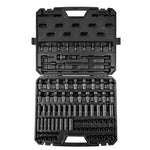 SucceBuy 90PCs 3/8" Drive Impact Socket Set SAE 1/4"-3/4" and Metric 6-19mm Socket Set 6 Point Cr-Mo Alloy Steel for Auto Repair