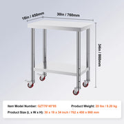 Bild in Galerie-Viewer laden, Amocart Stainless Steel Kitchen Worktable shelves Commercial Work Bench Table with Caster Wheels for Home Restaurant Storage
