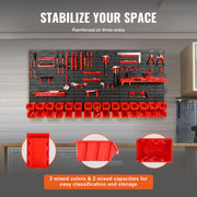 Charger l'image dans la visionneuse de galerie, Amocart Wall Mounted Storage Bins 30/48Bin Parts Rack Organizer Garage with Wall Panels Hooks Plastic Shop Tool for Screw Nails
