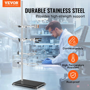 Bild in Galerie-Viewer laden, Amocart Lab Stand Support Laboratory Retort 2 Sets Steel Lab Stand 23.6" Rod Includes Flask Clamps Burette Clamps&amp;Cross Clamps
