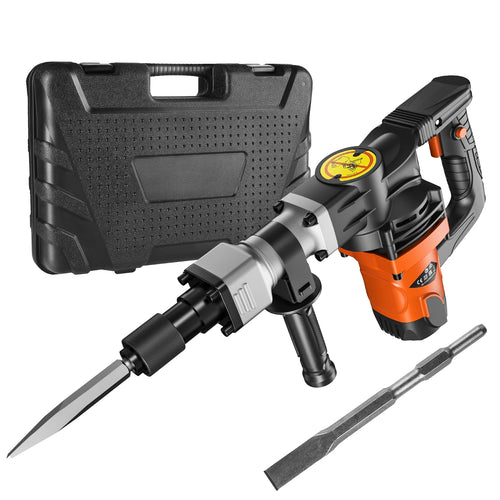 Amocart 1400W Demolition Jack Hammer Electric Jackhammer Heavy Duty 2900 BPM Concrete Breaker 2pcs Chisels Bits Chipping