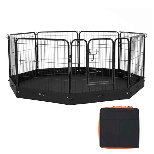 Amocart Dog Playpen 8 Pcs 24x24in Panels Foldable Metal Pet Exercise Pen Dog Fence Indoor Outdoor Pen with Door for Dogs, Cats