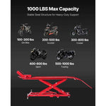 Amocart Motorcycle Lift Table 1000/1500lbs Pneumatic/Hydraulic Motorcycle Jack,Heavy Duty Bike Repair Stand for ATVs, Dirt Bike