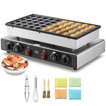 SucceBuy 50Pcs Mini Dutch Pancake Maker Dorayaki Baker Machine Commercial Non-stick Waffle Maker Dual Temp & Time Control