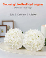 Amocart Artificial Flowers Real Looking White Silk Fake Hydrangea Bulk Faux Bridal Shower with Stem for DIY Wedding Bouquets