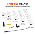 Amocart Drywall Skimming Blade Set 10/16/24/32/40 inch Skimming Blades + 34-81.6 in Extension Handle Pole Stainless Steel Knife