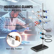 Charger l'image dans la visionneuse de galerie, Amocart Lab Stand Support Laboratory Retort Support Stand Set Steel Lab Stand 23.6" Rod and 8.3" x 5.3" Cast Iron Base w/ Clamp
