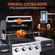 Charger l'image dans la visionneuse de galerie, Amocart 39-56inch Universal Grill Rotisserie Kit for Grills Electric BBQ Grill w/Motor Stainless Steel Automatic Grilling Kit
