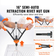 Bild in Galerie-Viewer laden, Amocart Rivet Nut Tool Rivnut Tool Kit Metric and SAE Mandrels 70PCS/186PCS Rivet Nuts With Rugged Carrying Case

