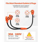 Amocart Y Splitter Adapter 4 Prong Outlet 240 V Dryer with Grip Handle 10 AWG STW Wire/6/3+8/1 STW Wire for EV Charger Dryer RV
