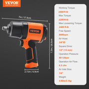 Charger l'image dans la visionneuse de galerie, Amocart Lightweight 4.6 lb Design Pneumatic Impact Gun with 11-PCS 1/2-Inch Drive CR-V Steel Impact Socket Set &amp; Carrying Case
