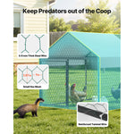 SucceBuy Metal Chicken Coop with Waterproof Cover & Doors Spire Roof Poultry Run Compatible w/ Wooden Coops for Rabbit Hen Goose