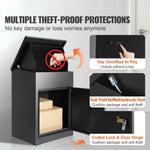 Amocart Package Delivery Boxes Galvanized Steel Wall Mount Waterproof Mailbox with Coded Lock Anti Theft Baffle for Curbside
