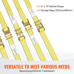 SucceBuy 8pcs 4400Lbs Ratchet Tie Down Straps E-Track Heavy Duty Strap with Hook Loop for Moving Securing Cargo Lawn Equipment