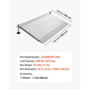 Bild in Galerie-Viewer laden, Amocart 42.5x23.2 in Threshold Ramp 1000LBS Platform Aluminum Wheelchair Ramp with Adjustable Height for Doorways Home Steps
