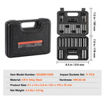 SucceBuy 3/8" Drive Impact Socket Set 29 Pcs Shallow Socket SAE 3/8-1" and Metric 8-22mm 6Point CR-V Alloy Steel for Auto Repair