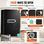 Amocart Single Door 4.0 cu.ft Safe Box w/ Key Lock Password & Fingerprint Safe Lock Box with Fireproof Bag Key Rack & LED Light