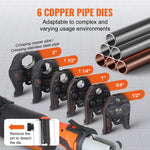 SucceBuy Press Tool 18V Electric Pipe Crimping Tool for 1/2” 3/4” 1” 1-1/4" 1-1/2" 2" Copper Pipes Press Tool w/ Brushless Motor